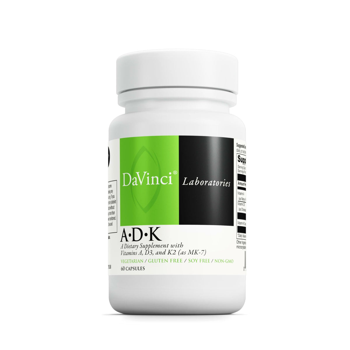 DAVINCI Labs ADK - Helps Support Bone, Heart & Immune Health - Dietary Supplement with Vitamins A, D3 & K2 (as MK-7) - Vegetarian