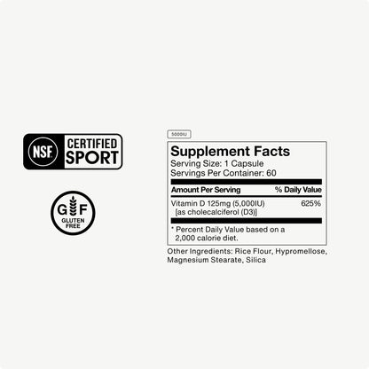 Momentous Vitamin D3 Supplement - 5,000 IU Capsules for Foundational Health Support - NSF Certified for Sport - Gluten Free - 60 Servings Momentous buy supplements Au