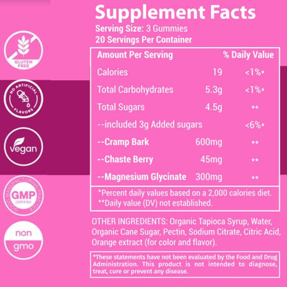 Menstrual Cramp Period Gummies True Roots | PMS Support Supplement for Women | Healthy Flow | Flo PMS Menstrual Cycle Relief, Cramping and Bloating | Vegan & Natural Flavors | 60 Count True RootsBuy Supplements Australia