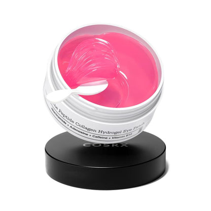 COSRX Pink Peptides Collagen Hydrogel Eye Patch for Puffy Eyes and Dark Circles, Under Eye Mask, 60 Under Eye Patches, Korean Skin Care