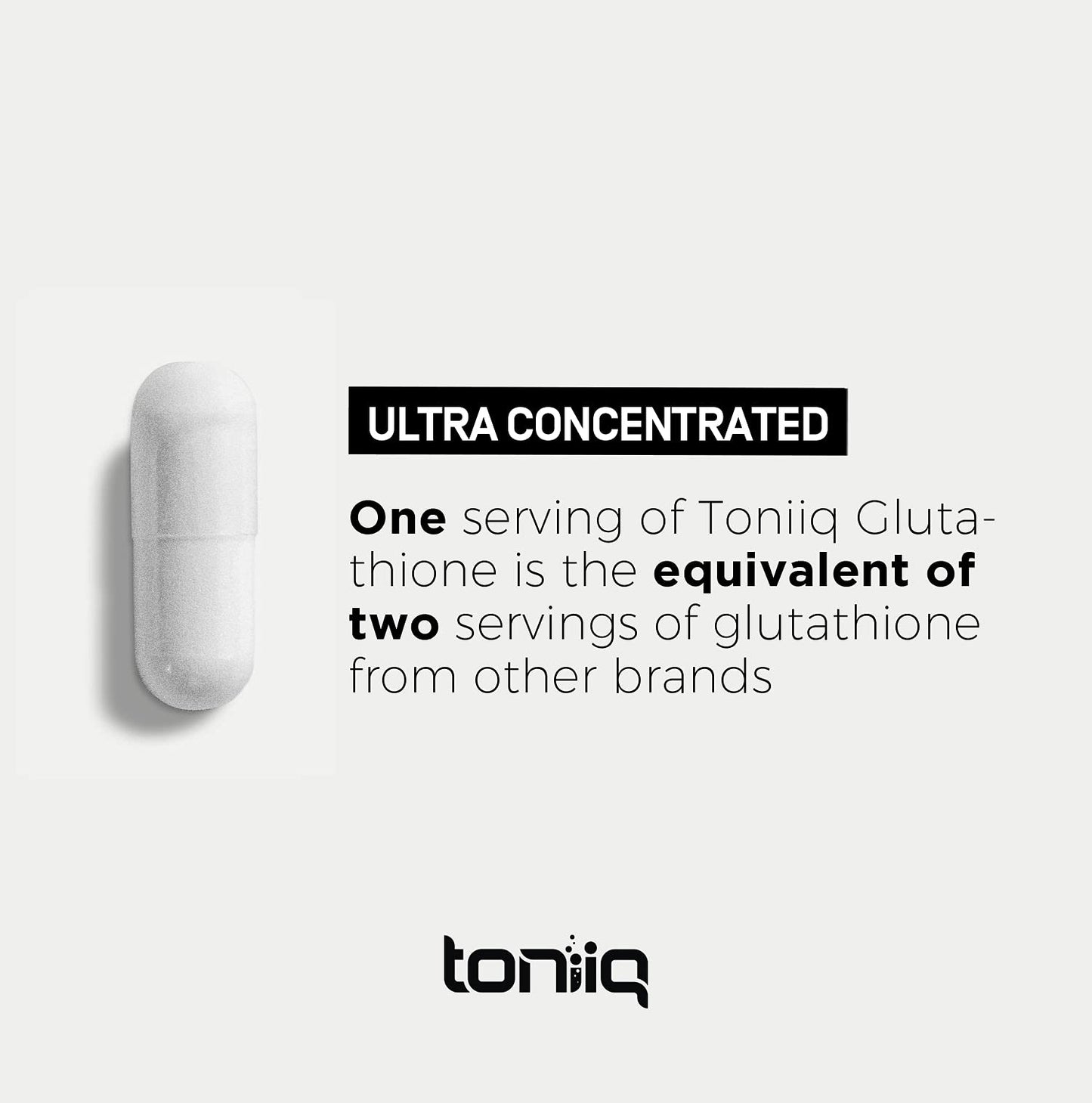 Toniiq Ultra High Strength Glutathione Capsules - 1000mg Concentrated Formula - 98%+ Highly Purified and Bioavailable - Non-GMO Fermentation