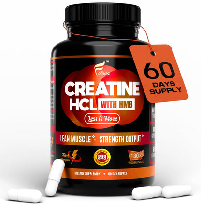 Creatine HCL Capsules with HMB - Workout Supplement for Men & Women, Muscle Builder, Endurance, Strength, Superior to Monohydrate: Instantized for Max Absorption, No Load
