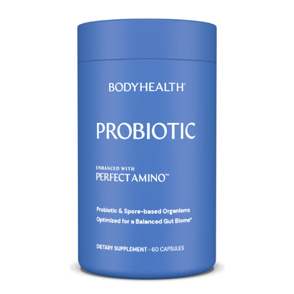 BodyHealth Probiotic Enhanced with PerfectAmino for Women and Men, Spore Based with Bifidobacterium, Lactobacillus Salivarius,