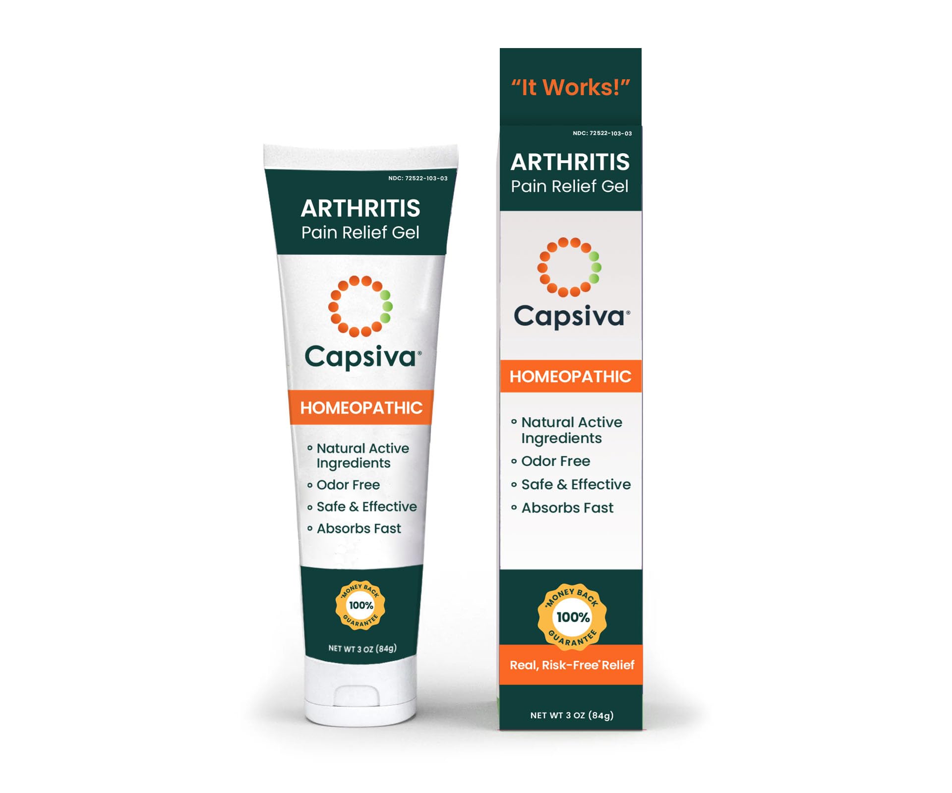 Capsiva Pain Relief Topical 3oz Tube, for Your Hands, Neck, Back, Joints, Non-Greasy, No Burn, Odor Free, Homeopathic Active Ingredients, Contains Capsaicin & Arnica, Absorbs Fast CapsivaBuy Supplements Australia