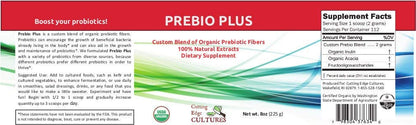Cutting Edge Cultures Prebio Plus Prebiotic Fiber Powder Best Custom Blend of Organic Prebiotic Fibers Dietary Supplement 8 oz