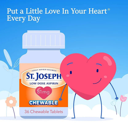 St. Joseph St. Joseph Aspirin Chewable Orange, Orange 36 tabs 81 mg(Pack of 3) St. JosephBuy Supplements Australia
