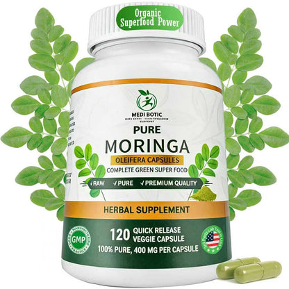 Moringa Capsules, Moringa Pure Capsules For Energy, Immune Support, Gut Health & Powerful Green Superfood, Rich In Antioxidants, Essential Vitamins & Amino Acids