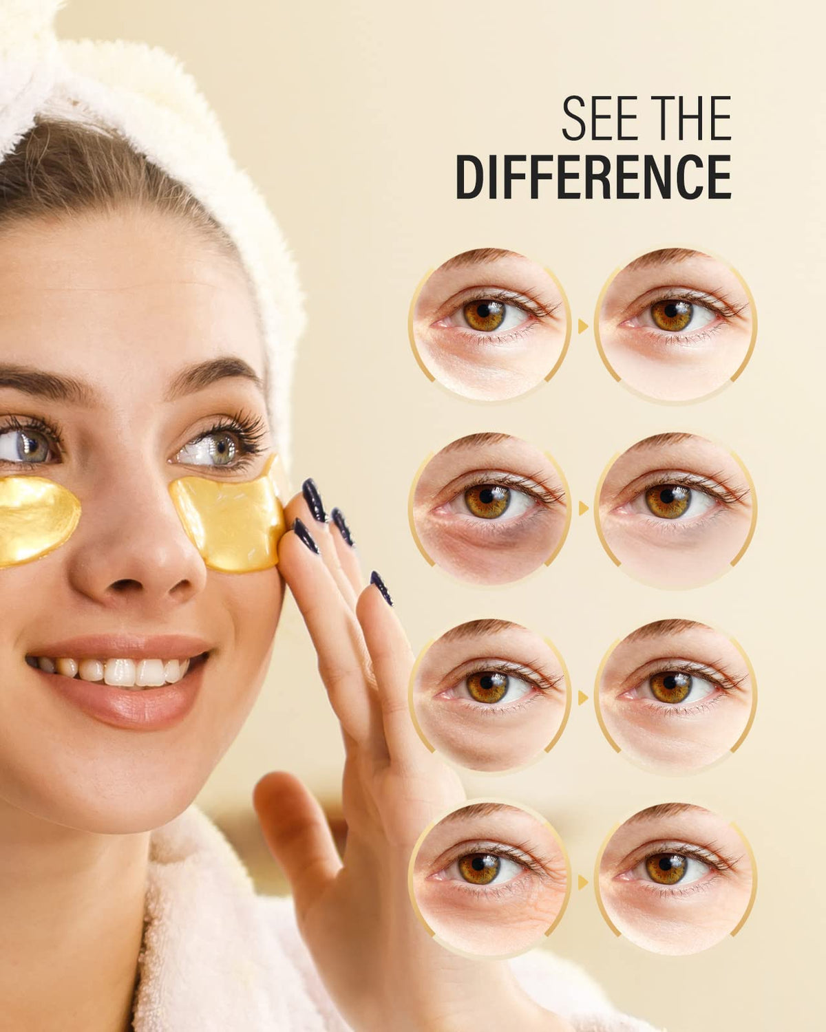 Maskiss 24k Gold Under Eye Patches (25 Pairs), eye mask, Collagen Skin Care Products