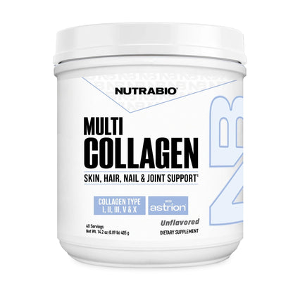 NutraBio Multi Collagen Powder - Hydrolyzed Collagen Peptides for Glowing Hair & Skin - Grass-Fed - Collagen Powder for Women and Men - 40 Servings- Unflavored NutraBio buy supplements Au