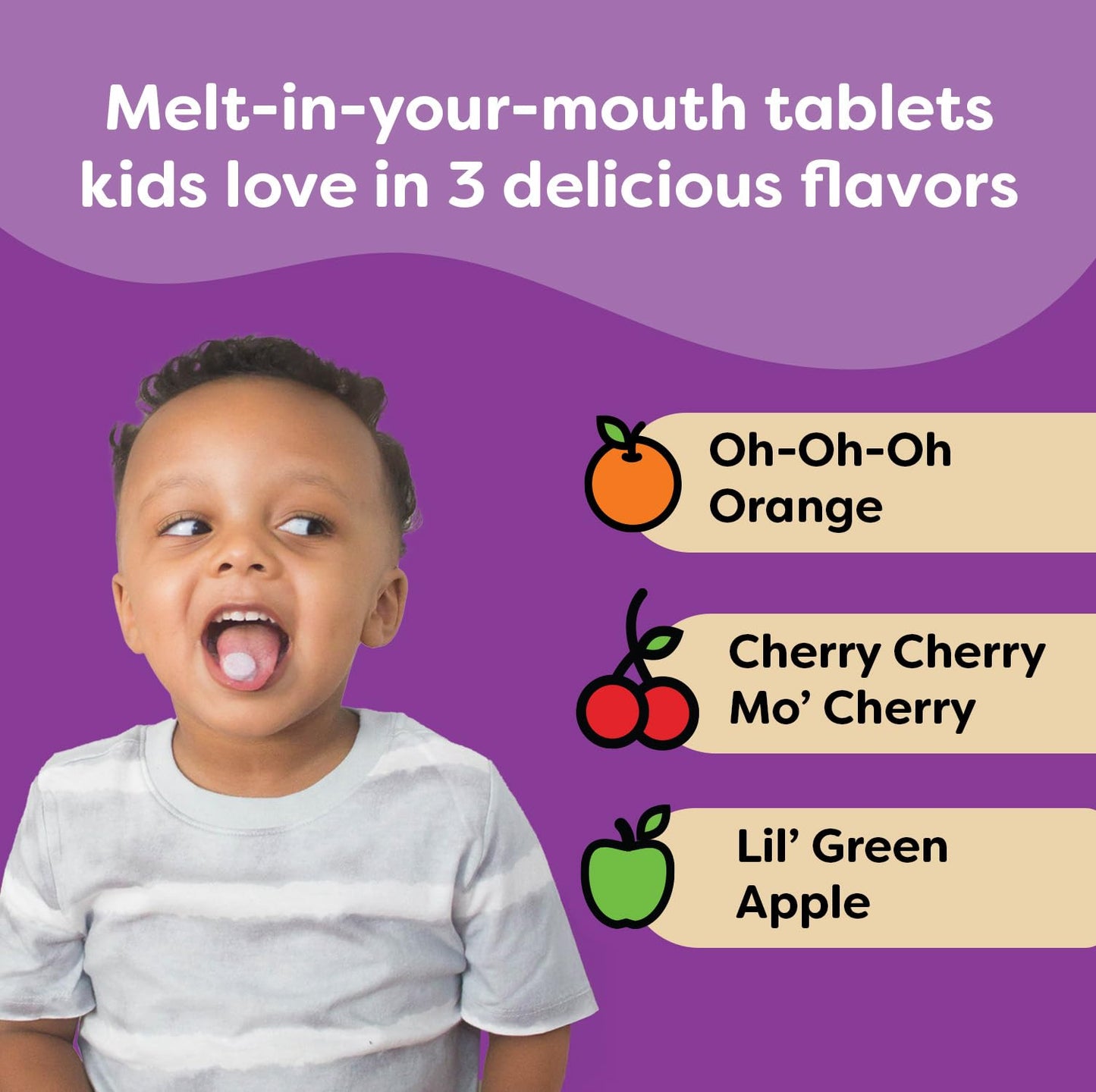 Renzo's Picky Eater Kids Multivitamin with Iron - Dissolvable Kids Vitamins with Iron, Zinc, Vitamin C, Vitamin D, E & K, Sugar-Free Melty Tabs, Cherry Flavor