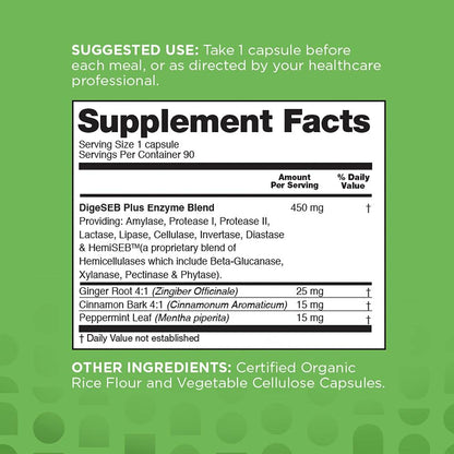 nbpure Vegan Digestive Enzyme Complex – Daily Bloating, Gas, & Food Digestive Support for Women & Men – 12 Enzymes & 3 Herbs – Lactase, Protease, Lipase