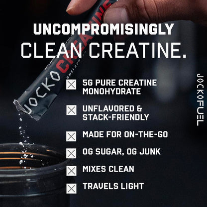 Jocko Fuel Creatine Monohydrate Stick Packs - Pure Micronized Travel Size Powders for Men & Women, Supports Muscle Growth, Strength, Recovery & Cognition,