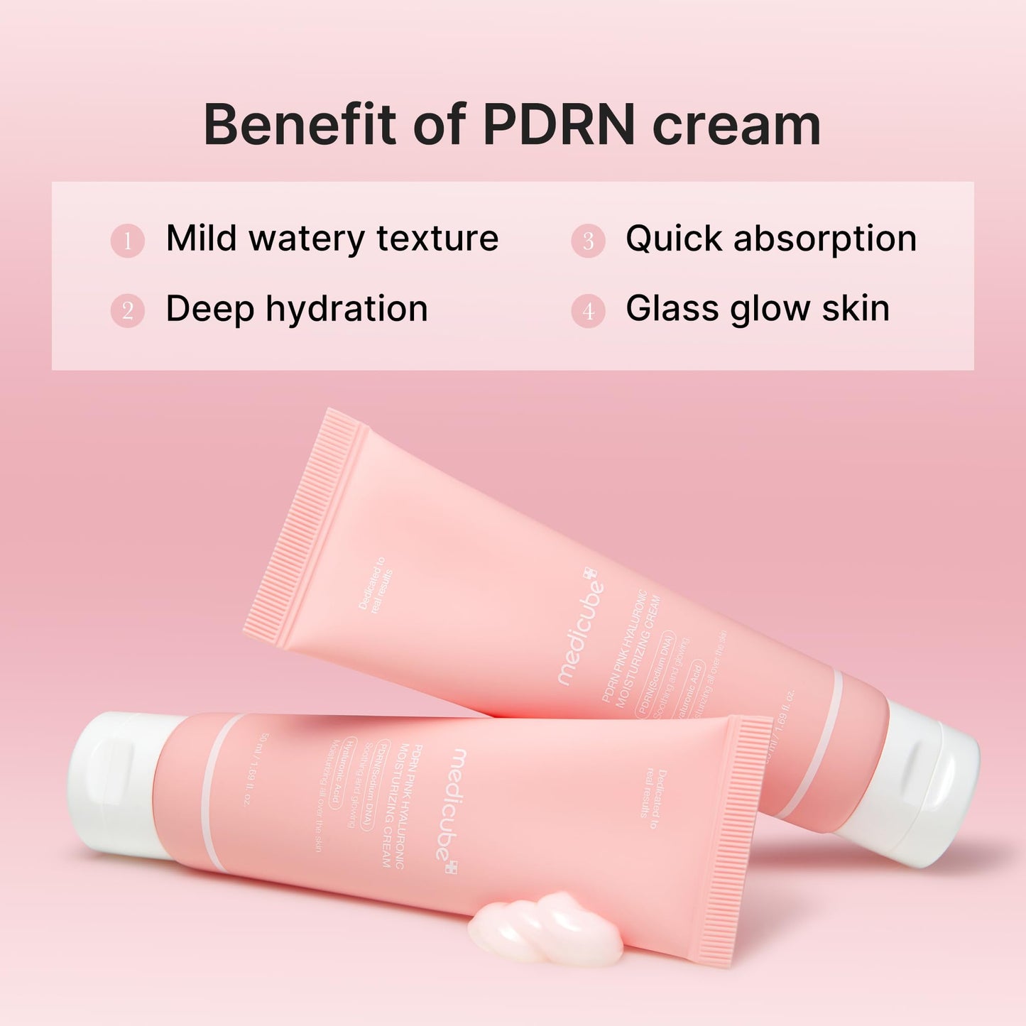 medicube PDRN Pink Hyaluronic Moisturizing Cream | Blemish Recovery, Relief & Hydrating Care | Restores Skin Elasticity & Glow