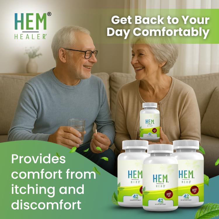 Hem Healer Hem Hero Extra Strength Hemorrhoid Treatment - Reduce Swelling, Soothe Itching & Irritation - 100% Natural - 42 Vegetarian Capsules Hem HealerBuy Supplements Australia