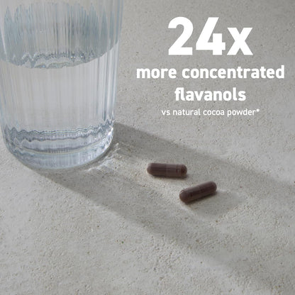 CocoaVia Cocoa Flavanols 500mg – Heart & Brain Support Supplement, High Flavanol Cocoa, Blood Circulation & Memory Booster, Nitric Oxide, Energy & Oxygen Boost, Vegan, Gluten-Free, 60 Capsules
