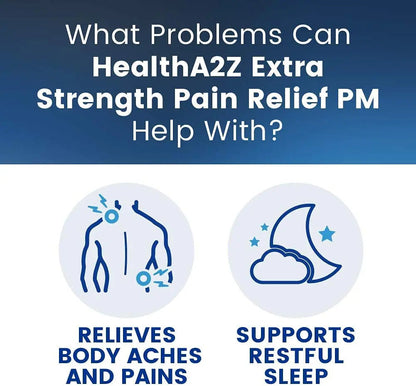 HealthA2Z® Extra Strength Pain Relief PM| Acetaminophen 500mg | Diphenhydramine 25mg | Pain Reliever & Nighttime Sleep Aid | (365 Count (Pack of 1)) HealthA2ZBuy Supplements Australia