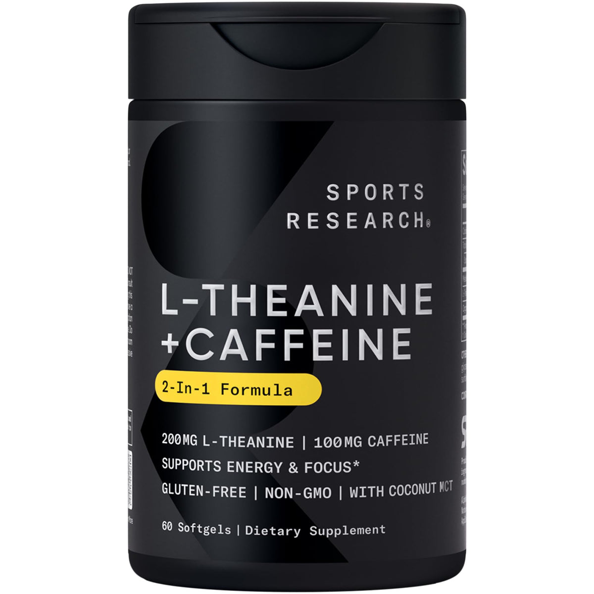 Sports Research L-Theanine Supplement with Caffeine & Coconut MCT Oil - Focused Energy, Alertness & Relaxation Without Drowsiness - 200mg L Theanine, 100mg Organic Caffeine - 60 Liquid Softgels Sports Research buy supplements Au