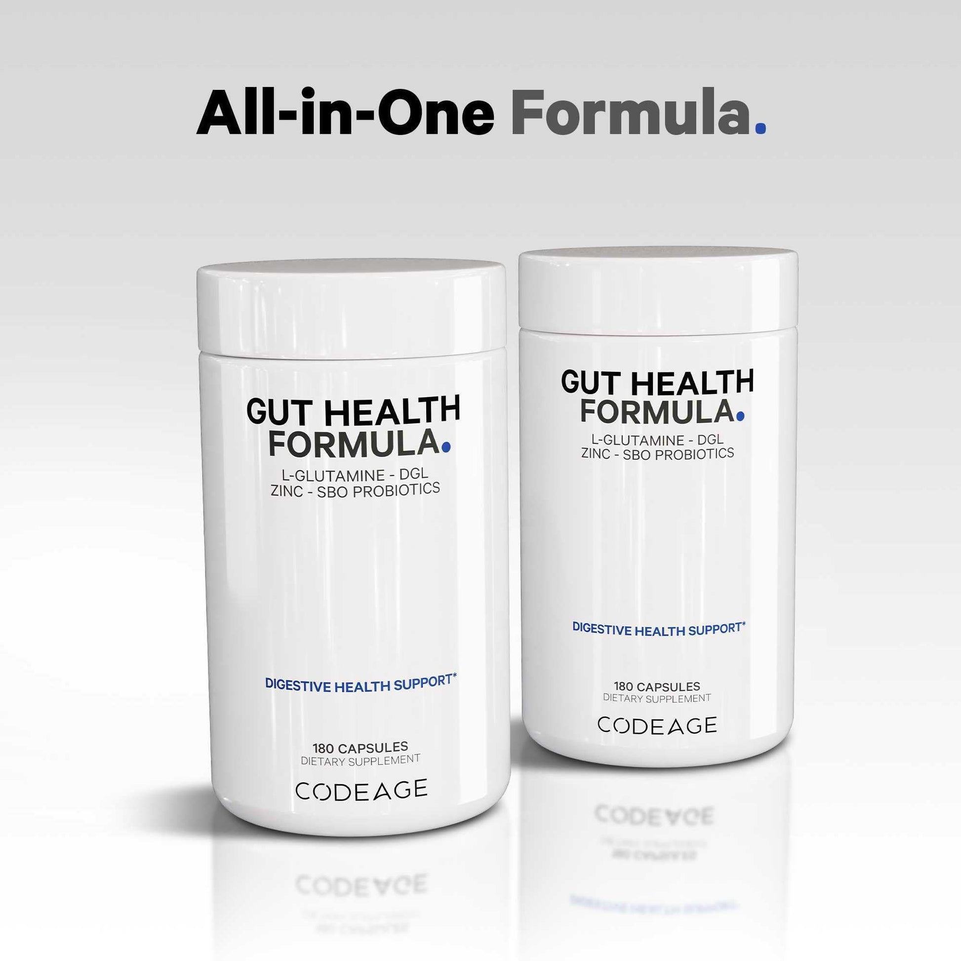 Codeage Gut Health Supplements Vegan Formula - L Glutamine, Zinc, Turkey Tail Mushroom Powder, Tonic Mushroom, Maitake, Micro Algae, Mineral, Licorice Root DGL - Probiotics, Prebiotics - 180 Capsules CodeageBuy Supplements Australia