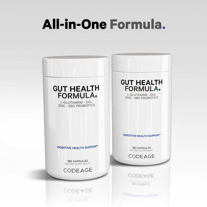 Codeage Gut Health Supplements Vegan Formula - L Glutamine, Zinc, Turkey Tail Mushroom Powder, Tonic Mushroom, Maitake, Micro Algae, Mineral, Licorice Root DGL - Probiotics, Prebiotics - 180 Capsules CodeageBuy Supplements Australia