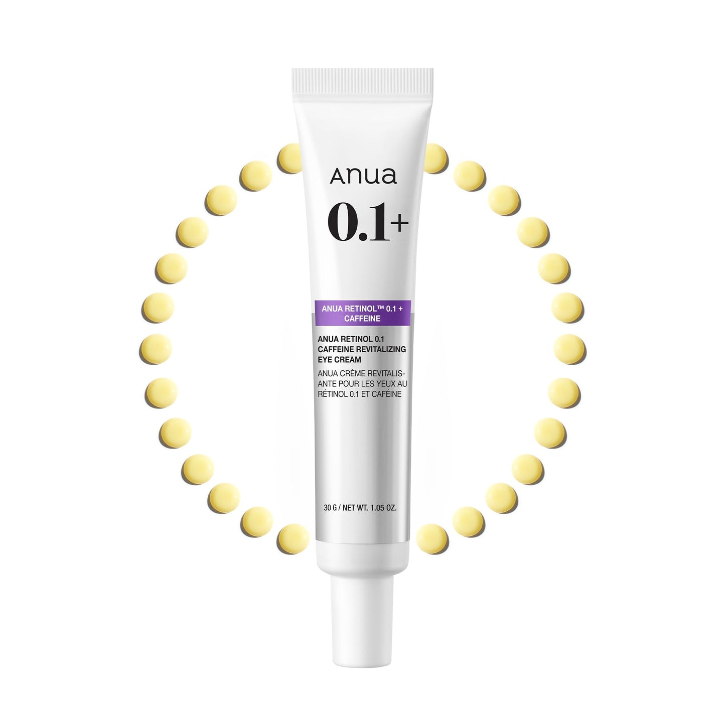 Anua Retinol 0.1 Caffeine Revitalizing Eye Cream, Lightweight Formula for Dark Circles & Puffiness