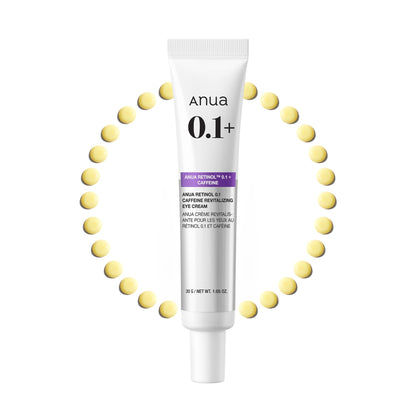 Anua Retinol 0.1 Caffeine Revitalizing Eye Cream, Lightweight Formula for Dark Circles & Puffiness