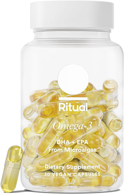 Ritual Vegan Omega 3 Supplement - Science-Backed Dose of DHA and EPA - Bioavailable Omega-3 from Algae Oil - Brain, Heart, and Eye Health Support