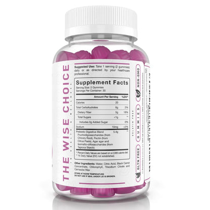PUREFINITY Fiber Gummies for Adults with Inulin FOS from Chicory Root, Sugar Free Prebiotic Supplement for Daily Digestion