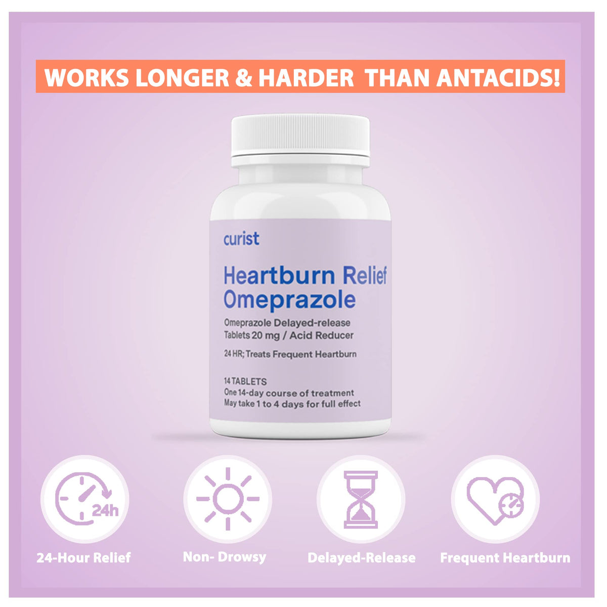 Curist Omeprazole 20mg Tablets - 42 Count Delayed-Release Tablets - Acid Reflux Medicine for Heartburn Relief Curist buy supplements Au