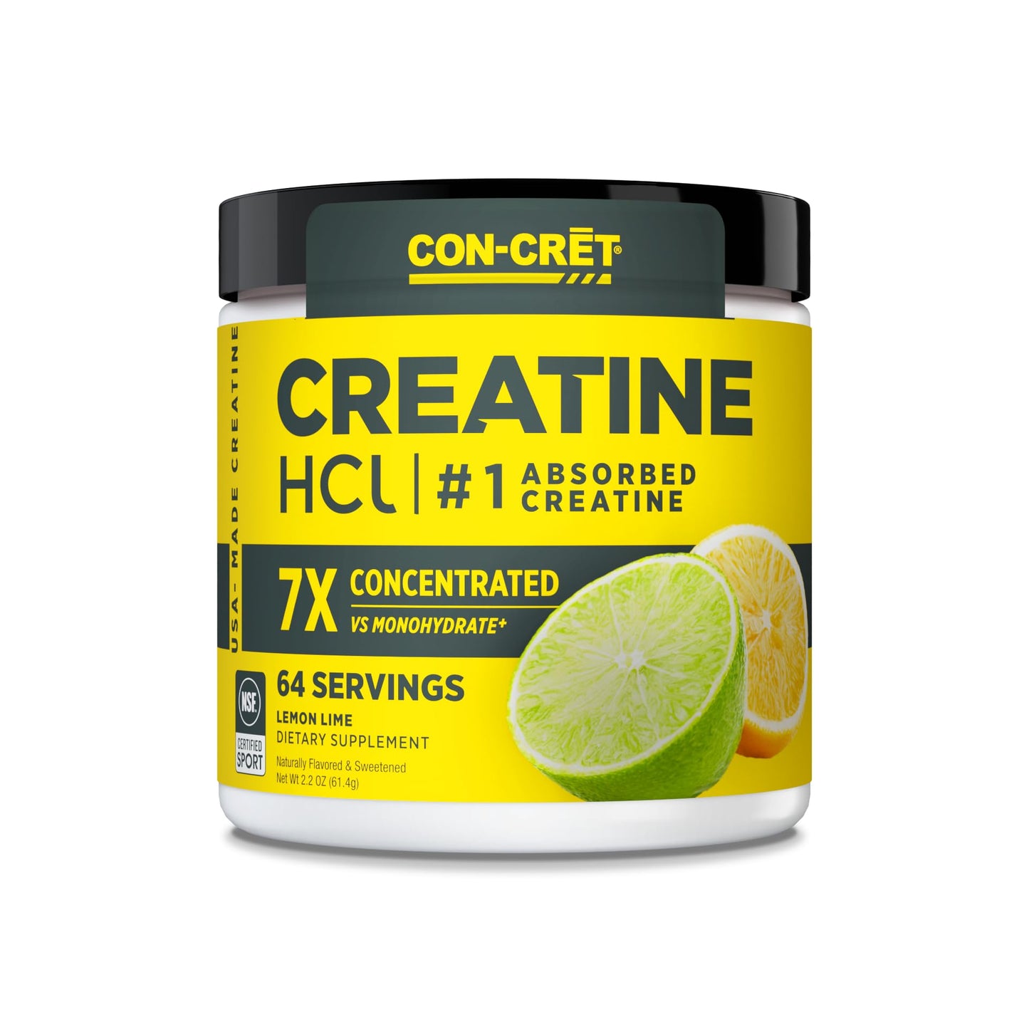 CON-CRET Creatine HCl Powder | Muscle, Cognitive, Cellular Energy Support | No Bloating or Cramps | USA Made & NSF Certified
