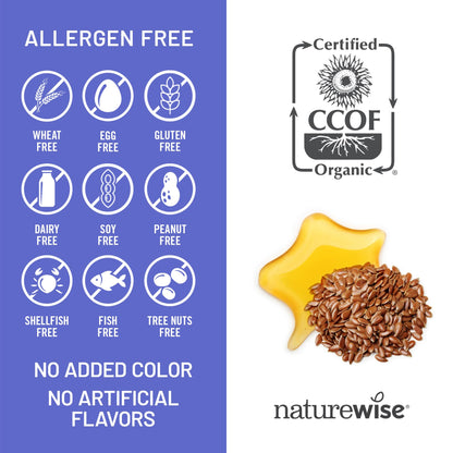 NatureWise Flaxseed Oil 1,242 mg, Fish Free Omega 3 6 9 with 720mg ALA, Dietary Supplement for Heart Health Support - Organic, Cold Pressed,