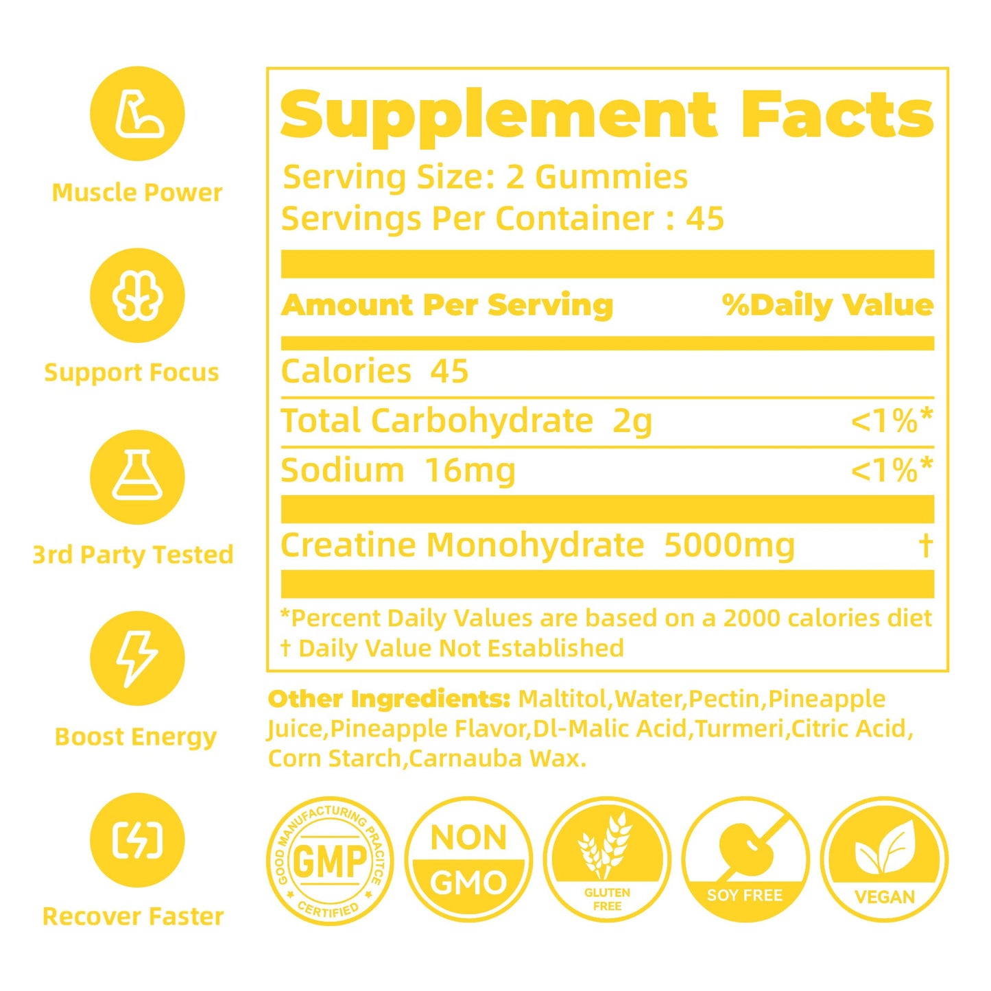 novomins Creatine Monohydrate Gummies for Men & Women, Chewables Creatine Monohydrate for Muscle Strength, Muscle Builder, Energy Boost, Pre-Workout Supplement