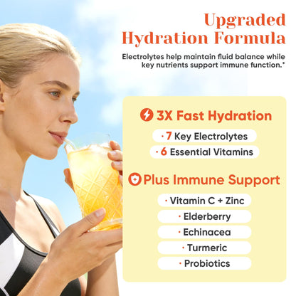 Venture Pal 2-in-1 Hydration + Immune Electrolytes Powder Packets with 7 Electrolytes & 6 Vitamins, Elderberry, Turmeric, Echinacea | Liquid Daily IV Drink Mix
