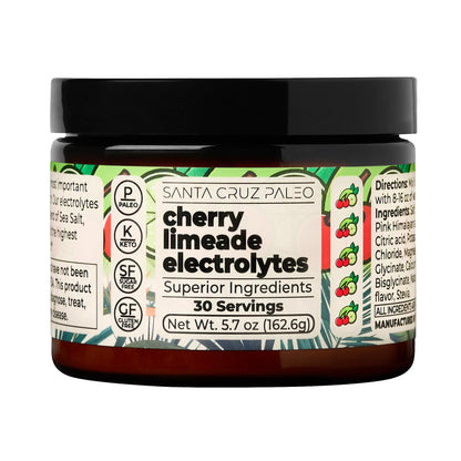 Santa Cruz Paleo Electrolyte Powder, Cherry Limeade, Sugar Free Hydration Drink Mix with Himalayan Pink Salt, Sea Salt, Magnesium Glycinate, Potassium Chloride