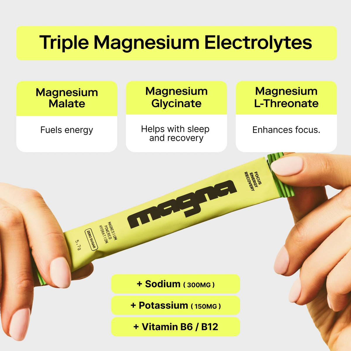 MAGNA Electrolytes Powder Drink Mix for Hydration, Energy & Focus Support with Magnesium L Threonate (28 Servings, Variety)