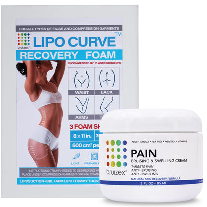 Arnica Montana Bruising & Swelling Cream & LipoCurve Foam Post Surgery Pads Bundle, for Liposuction Post Surgery Recovery & Lymphatic Drainage BruizexBuy Supplements Australia