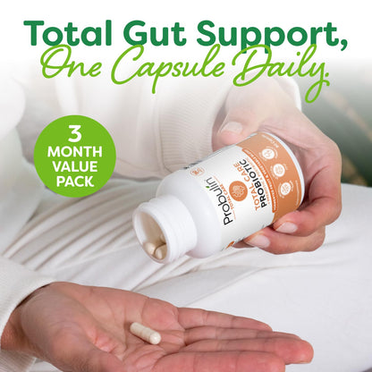 Probulin Total Care Probiotic Supplement, Daily Gut, Digestive, and Immune Health Probiotics Capsules for Men and Women, 20 Billion CFU, Vegan, 90 Count Bottle