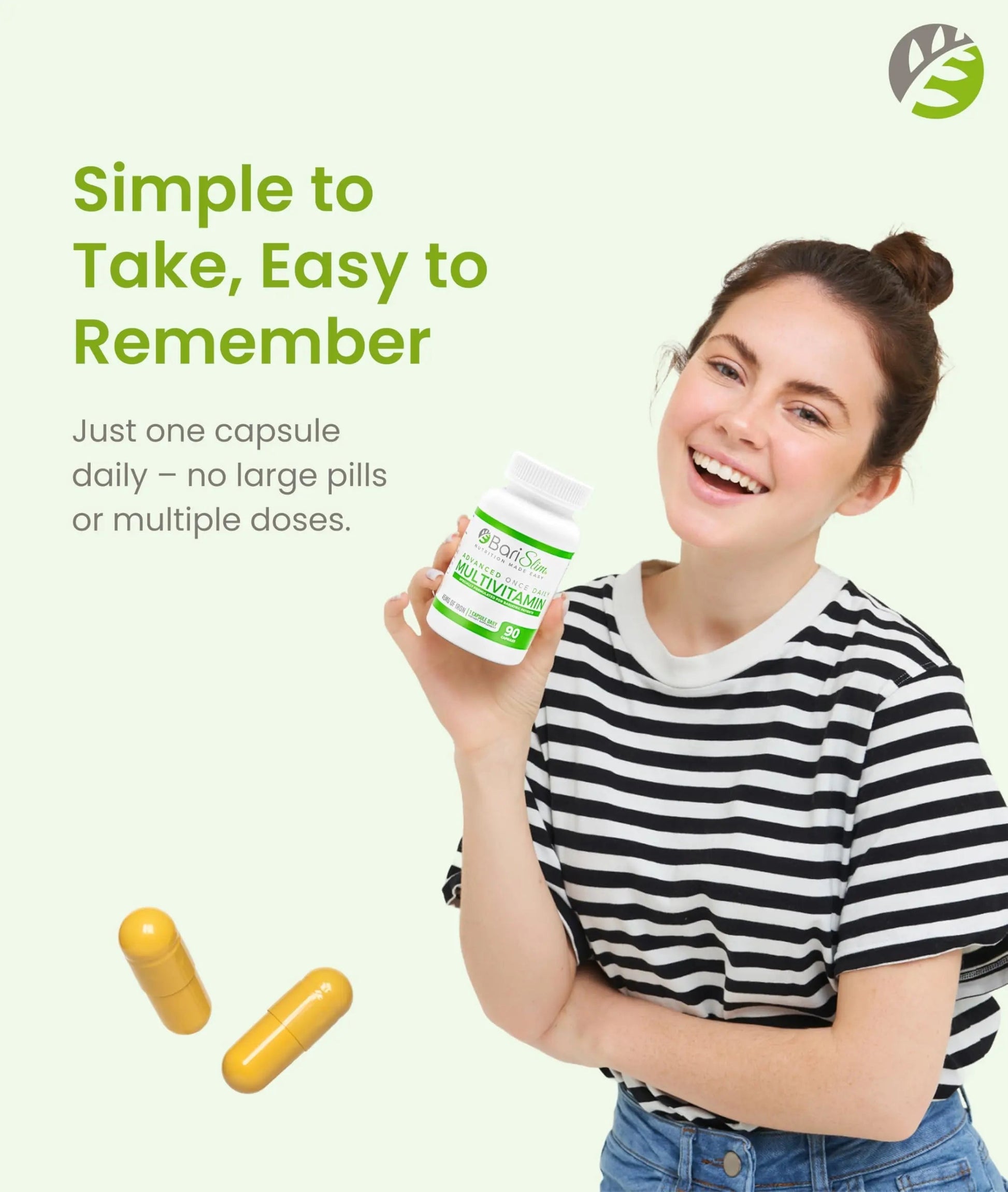 BariSlim Advanced Once Daily Bariatric Multivitamin Capsule - 45 mg of Iron - Bariatric Vitamin for Post Bariatric Surgery Including BariSlim