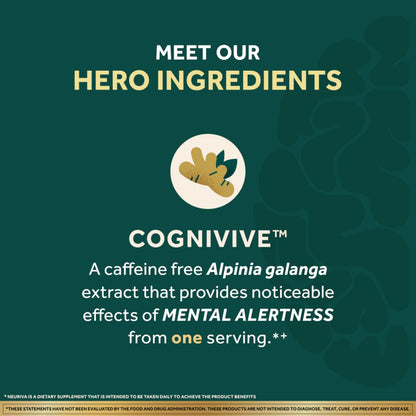 NEURIVA Ultra Decaffeinated Clinically Tested Supplement for Mental Alertness, Memory, Focus & Concentration, Cognivive, Neurofactor