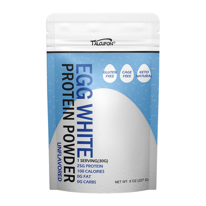Talcufon Egg White Protein Powder 8 Oz Pasteurized No Additives, High Protein, Gluten-Free Ideal for Baking and Cooking, Unflavored 227G