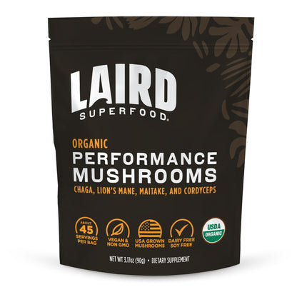 Laird Superfood Organic Performance Mushroom Blend with Chaga, Cordyceps, Lion's Mane and Maitake for Energy