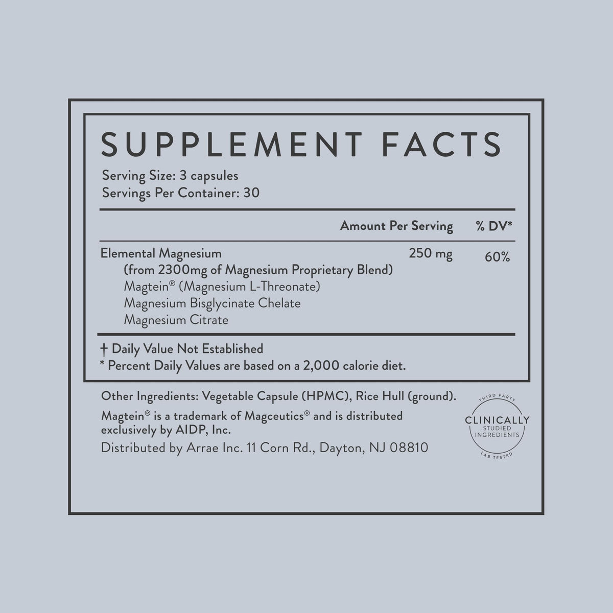 Arrae Magnesium Supplement, Magnesium Glycinate, Citrate & L-threonate, 250 mg, Support Mood, Sleep, Nerves, and Muscles,90 Capsules ArraeBuy Supplements Australia