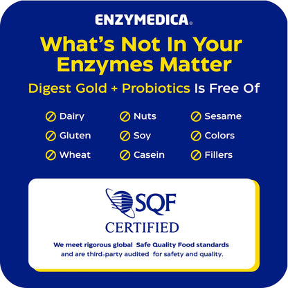 Enzymedica Digest Gold + Probiotics - Digestive Enzyme Supplement for Women & Men, Enzyme and Probiotic Capsules for Digestion, Gut Health Support,