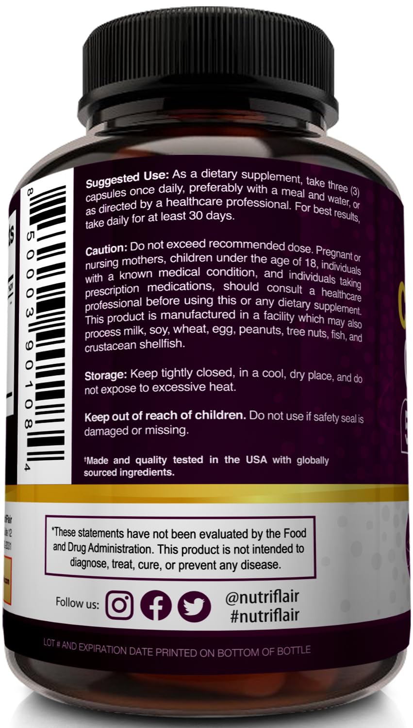 NutriFlair Multi Collagen Peptides 2250mg - Type I, II, III, V, X - Collagen Supplements Complex Powder Pills for Women and Men - Hydrolyzed Protein, Healthy Hair, Skin, Nails - Non-GMO (180 Capsules) NutriFlair buy supplements Au