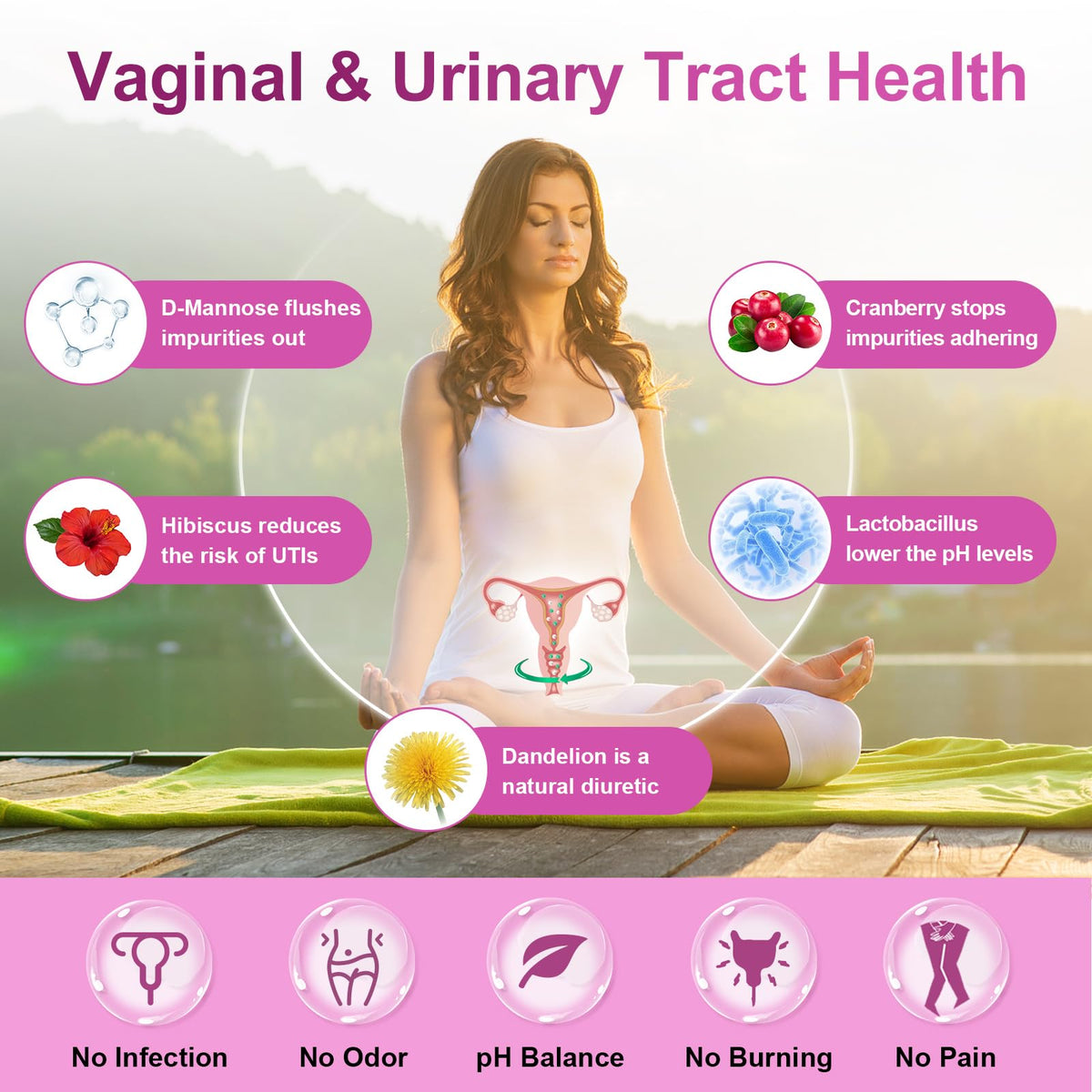 NATURE TARGET Probiotics for Women, 100 Billion CFUs Probiotic with Digestive Enzymes & Prebiotics, Vaginal Probiotics with Cranberry for Urinary Tract Health