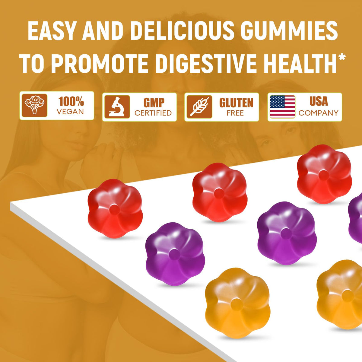 Migcopat 10G Fiber Gummies for Adults - Support Digestive Health - Fiber Supplement with 30 Billion CFU Probiotics Blend, ACV, Vitamin C, Inulin - No Sugar Added - Fruit Flavored - 180 Count
