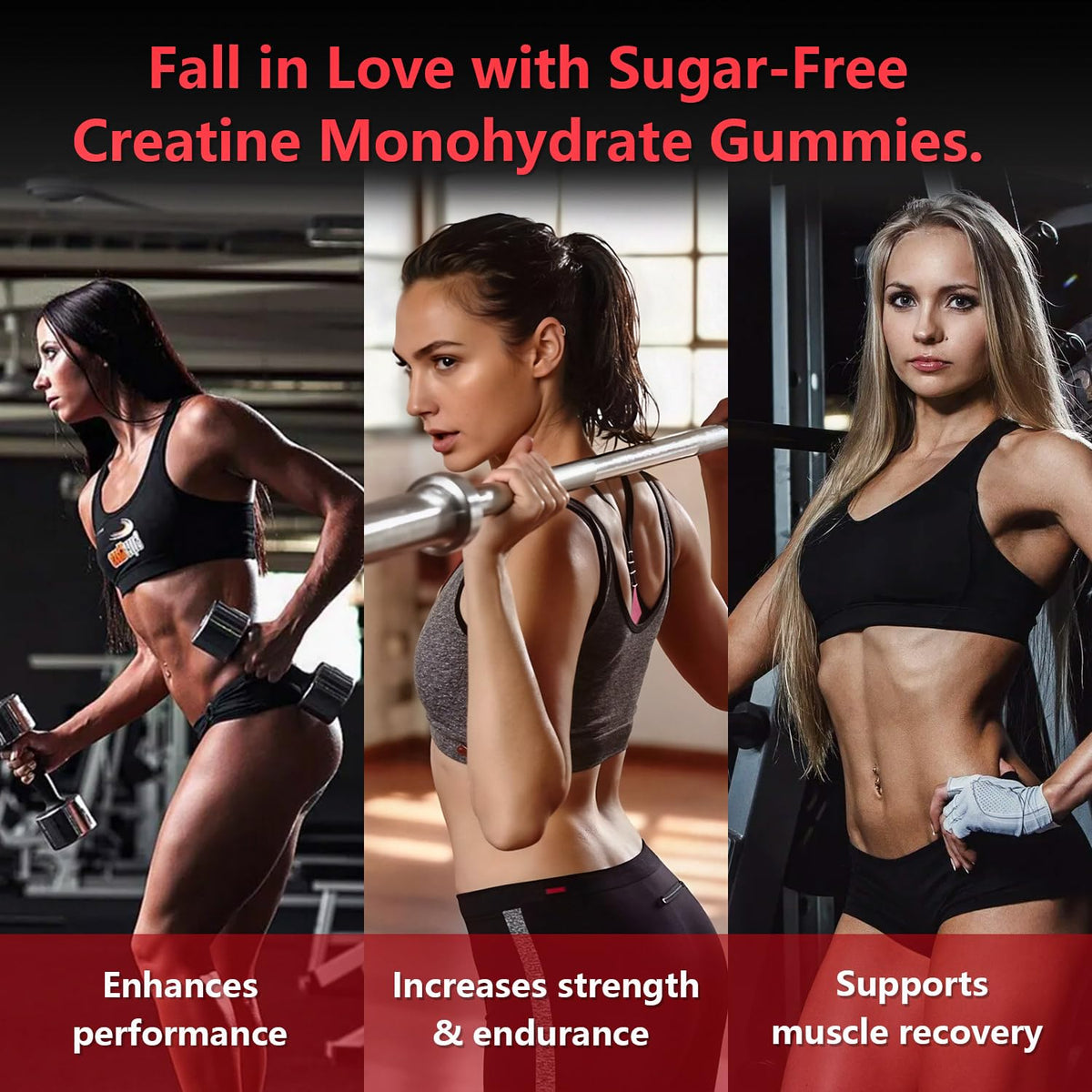 Slsomu Creatine Gummies for Women, 5000mg Pre-Workout Muscle Strength & Energy Support, 0 Sugar Creatine Gummy with L-Taurine, Zinc