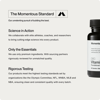 Momentous Vitamin D3 Supplement - 5,000 IU Capsules for Foundational Health Support - NSF Certified for Sport - Gluten Free - 60 Servings Momentous buy supplements Au