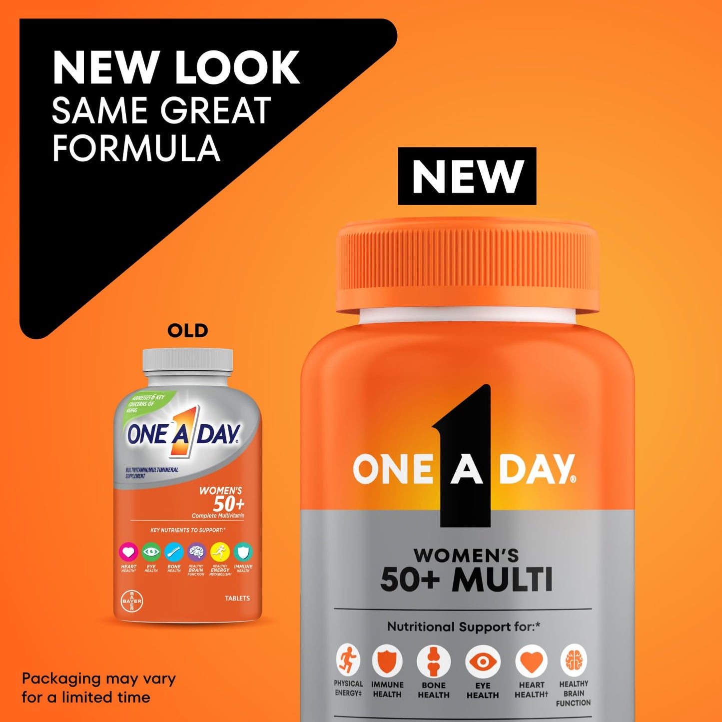 One A Day Multivitamin for Women 50 and Over Tablets, Womens Multivitamin 50 plus with Vitamins D, C, E, Zinc & Biotin, Daily Vitamins