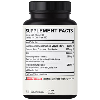 DEDICAD 13in1 Ceylon Cinnamon Capsules - 200 Capsules with Chromium Picolinate, Biotin, Grape Seed, Elderberry & More DEDICAD buy supplements Au