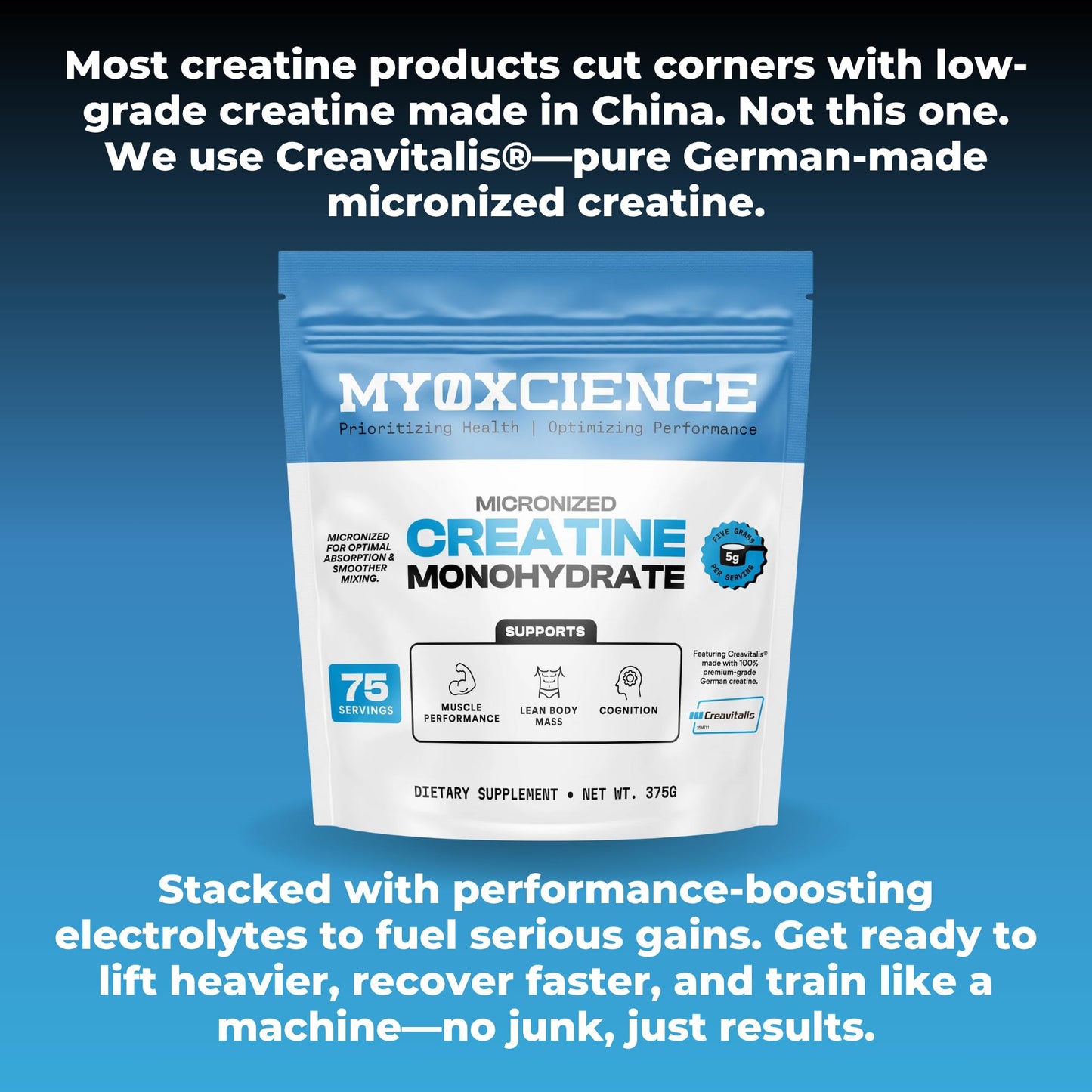 MYOXCIENCE Micronized Creavitalis Creatine | The World’s Purest Micronized Form of Creatine Monohydrate | Supports Muscle Performance, Lean Body Mass, & Cognition | 75 Servings MYOXCIENCE buy supplements Au